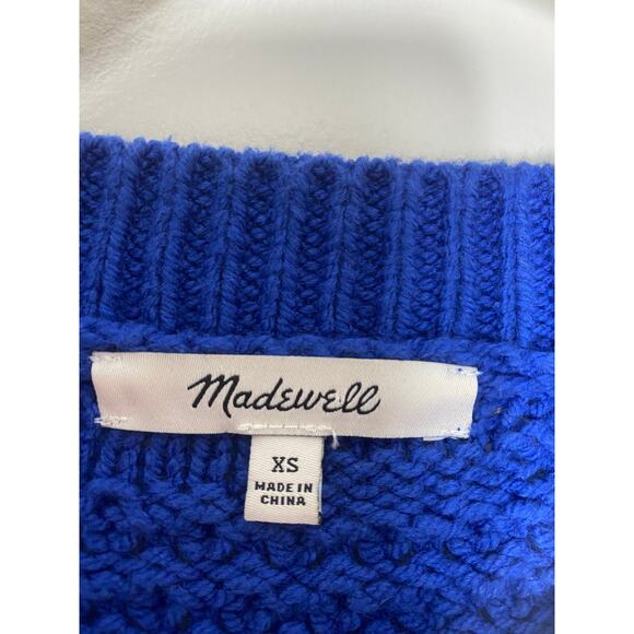 MADEWELL SWEATER KNIT BLUE COTTON NAUTICAL PREPPY WARM WINTER UNIQUE ABSTRACT - Picture 6 of 12